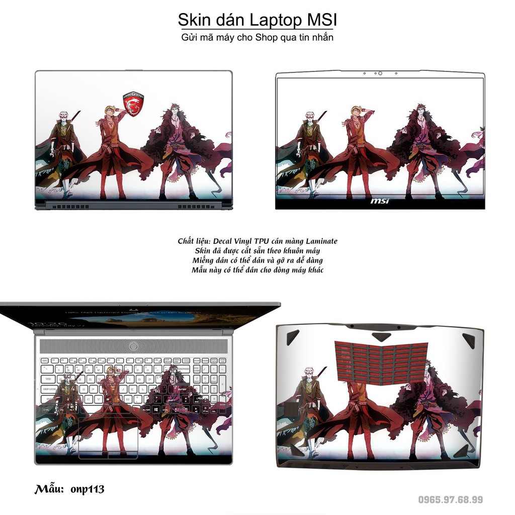 Skin dán Laptop MSI in hình One Piece nhiều mẫu 12 (inbox mã máy cho Shop)