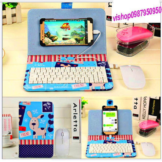 Bao da bàn phím cao cấp kèm chuột chơi được game dùng cho mọi điện thoại-có video thật