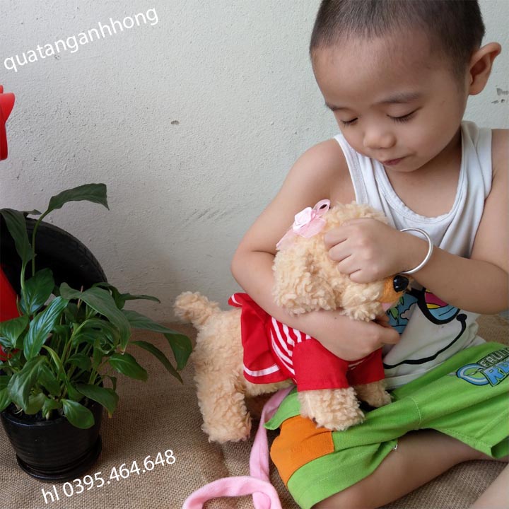 Đồ chơi chó bông biết kêu, biết đi, biết lắc mông siêu xinh thân thiện với bé yêu gần gũi vật nuôi