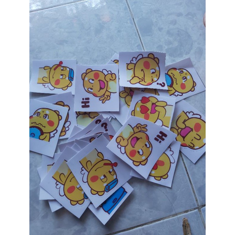 [Mã LIFE1603ALL giảm 10% đơn 0Đ] Tem Sticker Khủng Long Vàng Cute Dán Xe, Nón Giá Rẻ