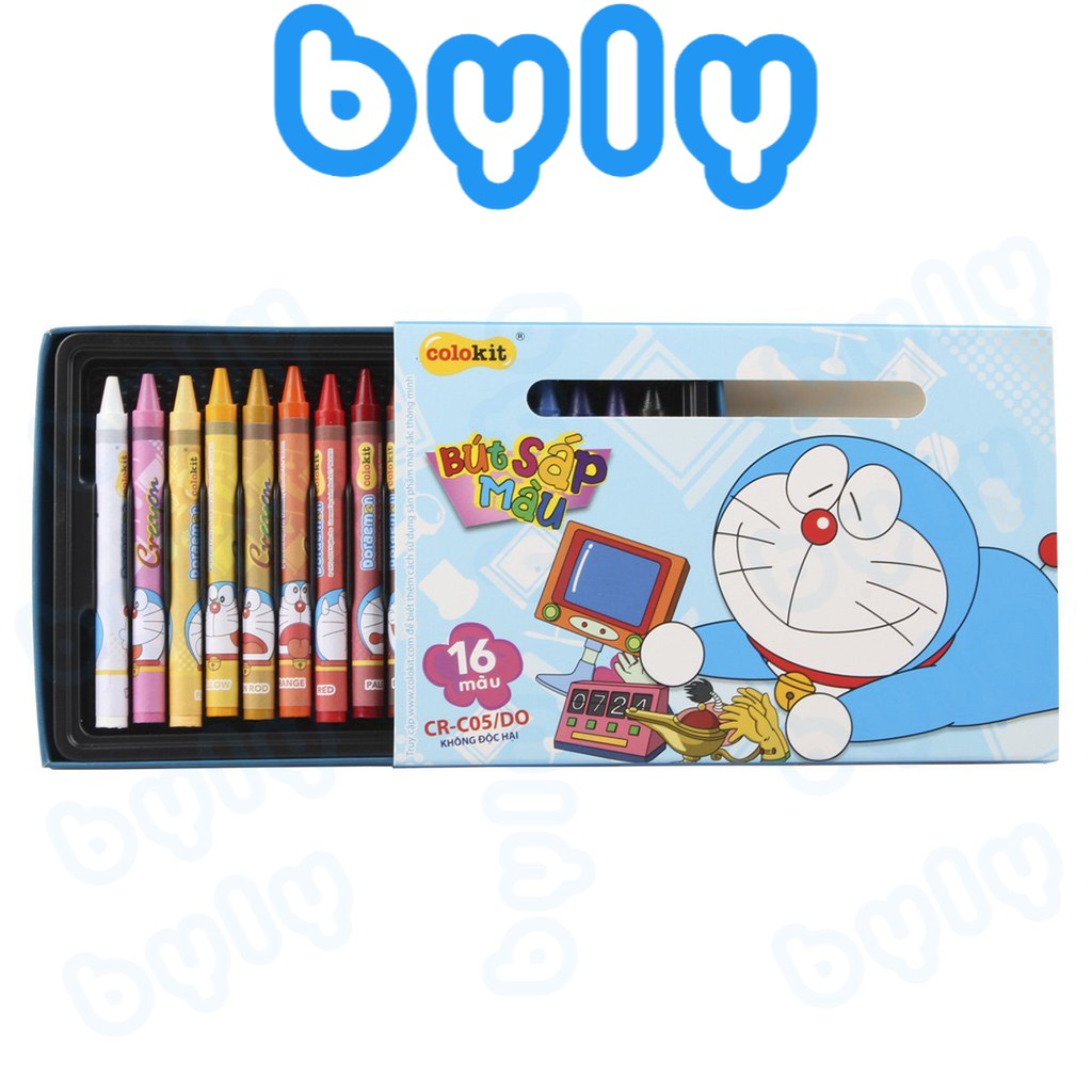 Bút sáp màu Doraemon 𝑻𝒉𝒊𝒆̂𝒏 𝑳𝒐𝒏𝒈 Colokit 24 màu - 16 màu -10 màu chất lượng CR-C04/DO - CR-C05/DO - CR-C06/DO