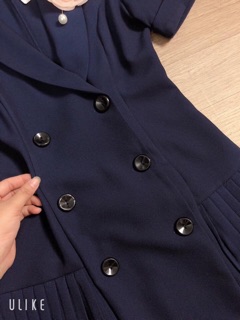 Váy xanh đen cổ vest