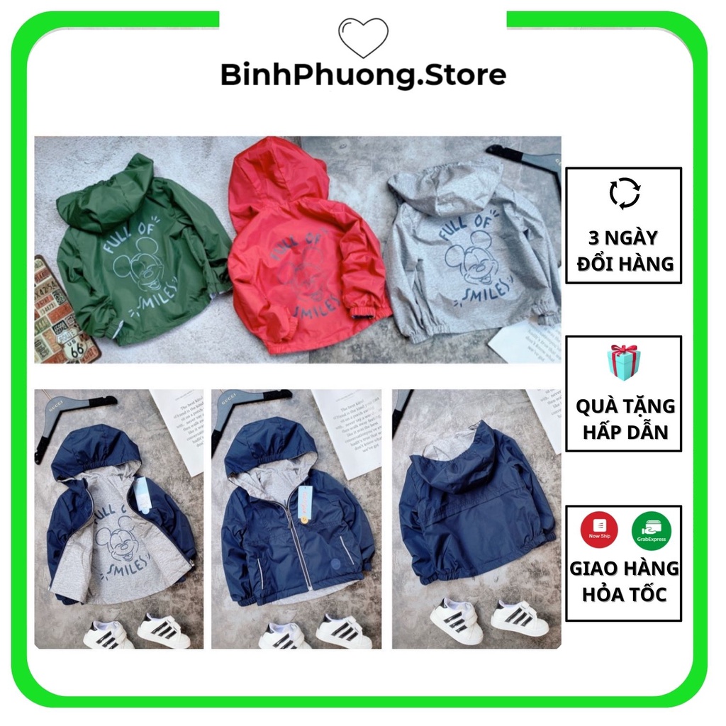 Áo Khoác Gió Cho Bé Trai 2 Mặt Xịn Xò Hàng Xuất Âu từ 1 2 3 4 5 tuổi Binhphuong.store