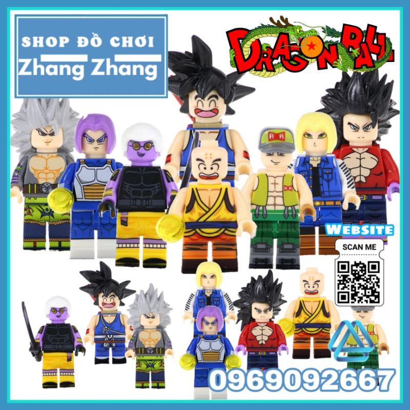 Đồ chơi Xếp hình 7 viên ngọc rồng Dragon Ball gồm Goku Krillin Fu - Trunks - Android 13 - Vegeta Minifigures Kopf KF6048