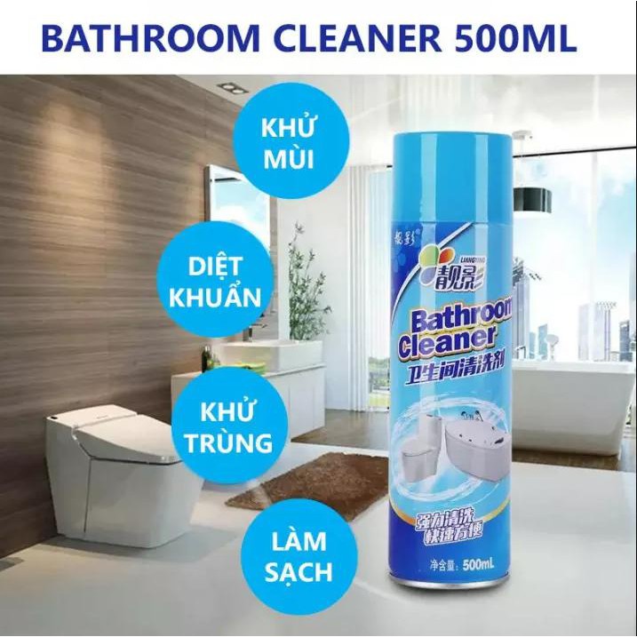 Chai Xịt Tẩy Rửa Nhà Tắm Bathroom Cleaner 500ML, Bình Xịt Rửa Bồn Cầu Đa Năng Tẩy Siêu Sạch, An Toàn Không Độc Hại