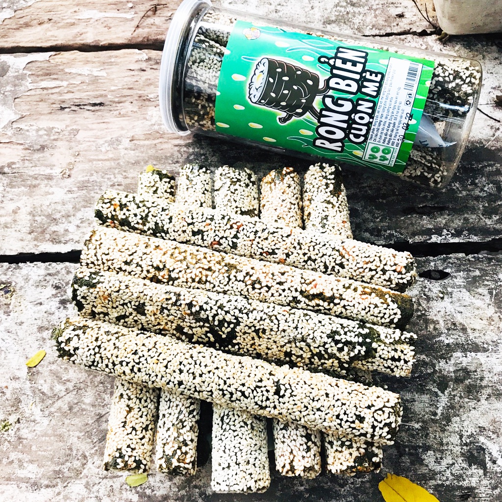 Rong biển cuộn mè, rong biển ăn liền hũ 180g đồ ăn văt Hà My