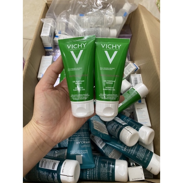 (Hàng KM 50ml) Sữa rửa mặt dạng gel Vichy Normaderm Phytosolution Intensive Purifying Gel 50ml Làm Sạch Sâu Da Dầu Mụn