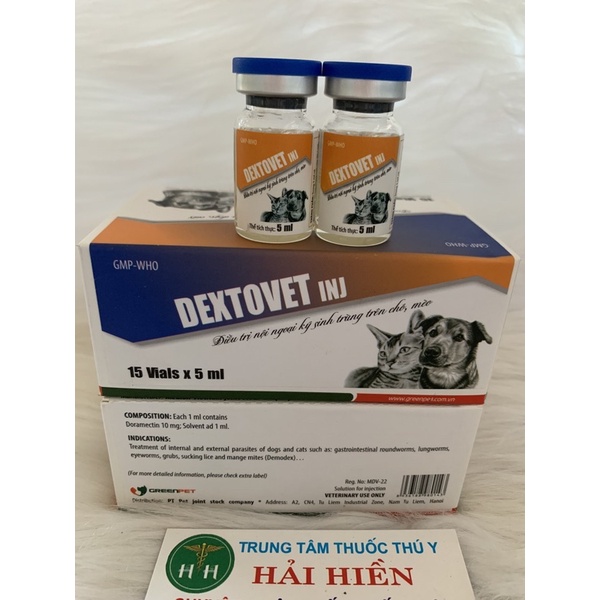 5ml DEXTOVET tiêm - Giun, ve, Rận, ghẻ trên chó mèo