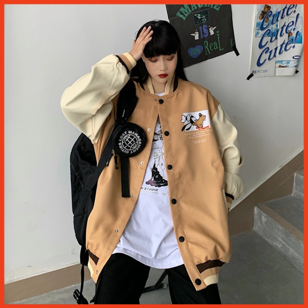 Áo Bomber, Áo Khoác dù KD015 Nút Bấm Hình Cún, Hai Lớp Thấm Mồ Hôi|Haidang290313