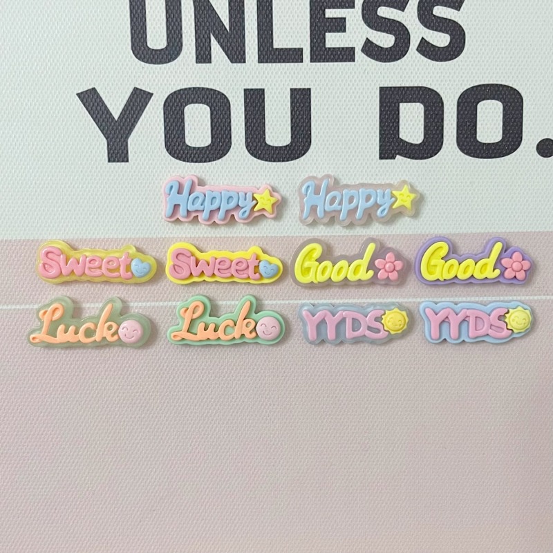 Bộ 10 Kẹp Tóc Nhựa Họa Tiết Chữ Cái Tiếng Anh Màu Trơn Thời Trang