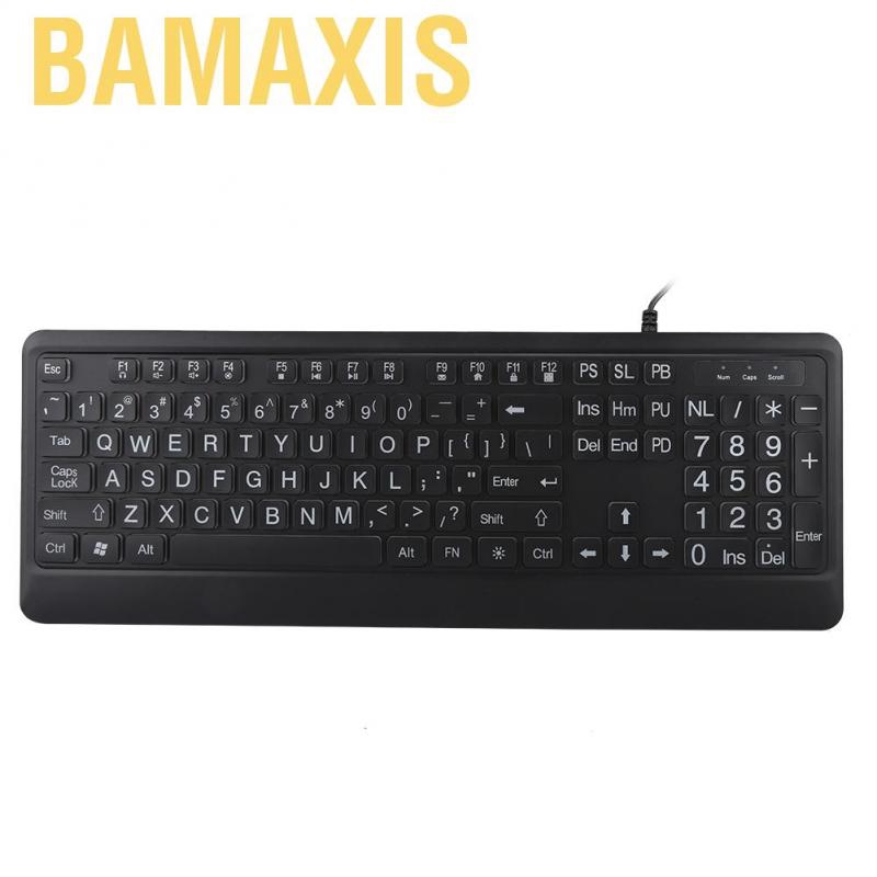 Bamaxis Ergonomic USB Interface Multimedia LED White Backlight Keyboard for Old Man