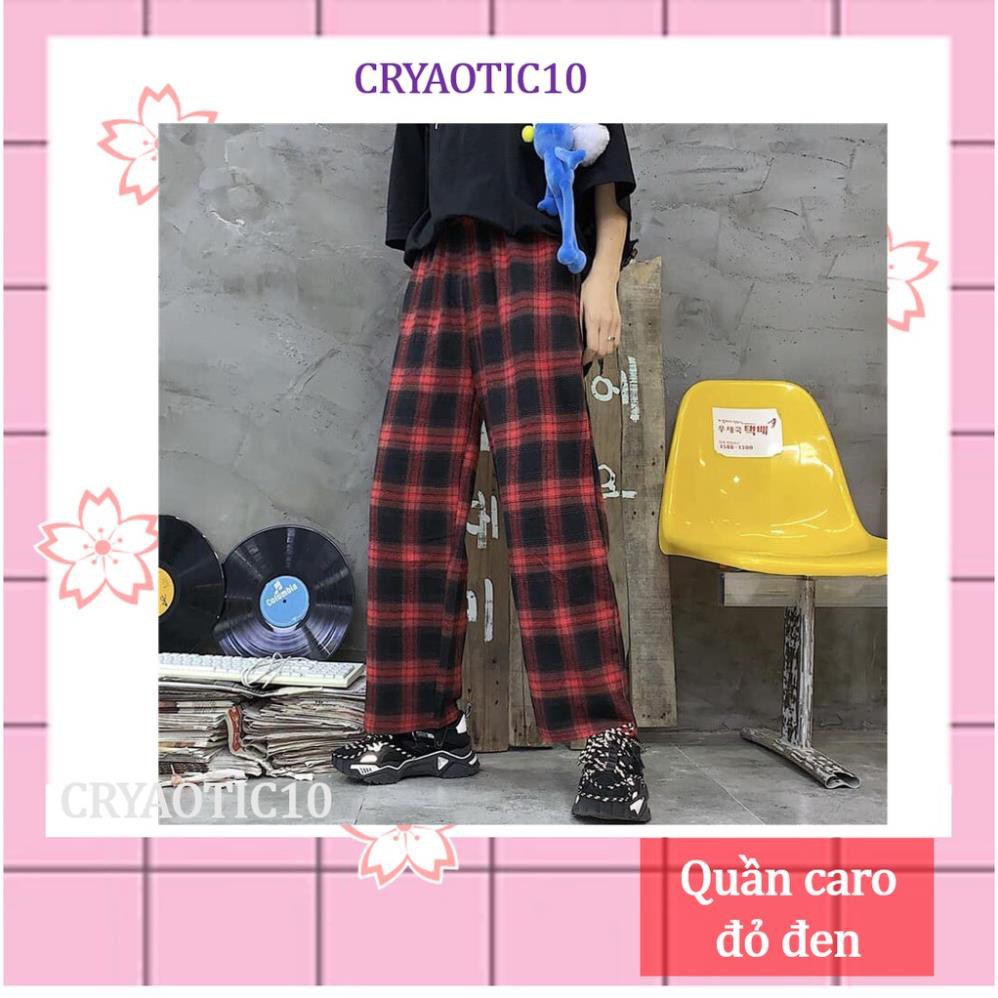 Quần caro sọc đỏ đen stripped pant unisex  ྇