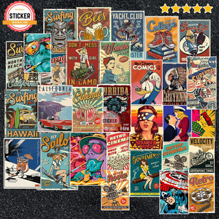 Sticker Vintage Retro 2 chống nước sticker dán laptop, điện thoại, đàn guitar, mũ bảo hiểm, vali, xe máy