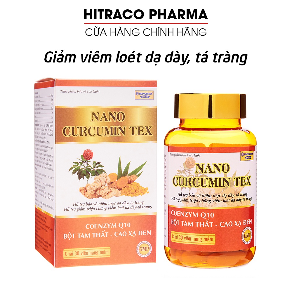 Viên tinh nghệ Nano Curcumin Tam Thất Xạ Đen giảm viêm loét dạ dày, tá tràng - 30 viên [Nano Curcumin Tex Chai]