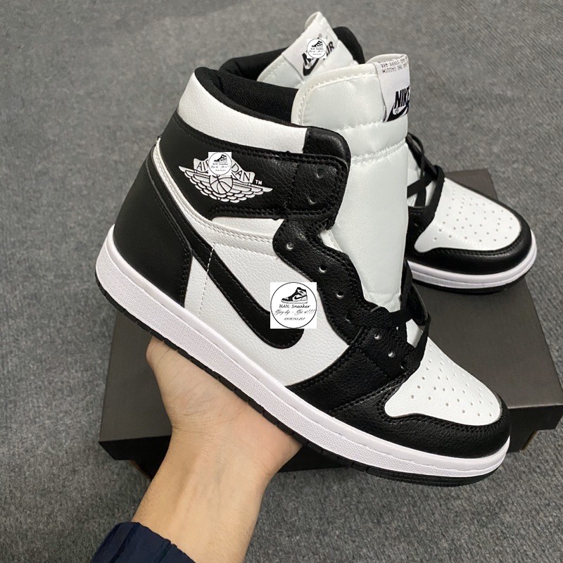 Giày JORDAN 1 PANDA Cao Cổ ⚡️FULL BOX BILL⚡️ Giày 𝐉𝐨𝐝𝐚𝐧 JD1 Đen Trắng Cổ Cao, High Panda Trẻ Trung Nam Nữ 2021