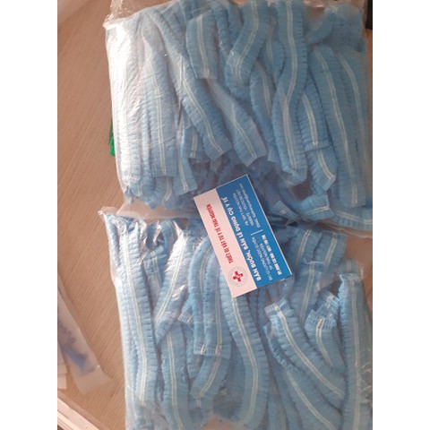 Mũ trùm đầu y tế con sâu cao cấp ép chân không - 100 cái màu xanh hàng chính hãng công ty