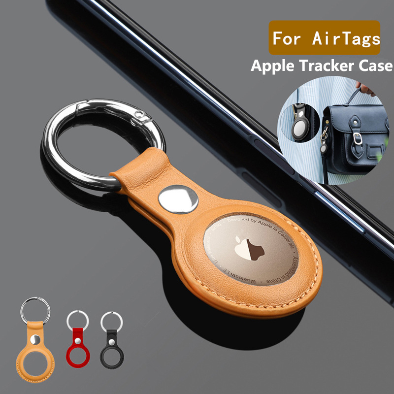 Dây đeo Airtag có móc treo kim loại bằng giả da đa màu sắc thời trang
