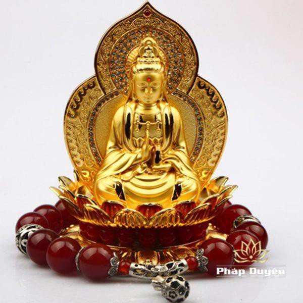 Tượng Để Xe 2 Mặt Hình Đức Phật Quán Thế Âm Bồ Tát Ngồi, 11.5cm