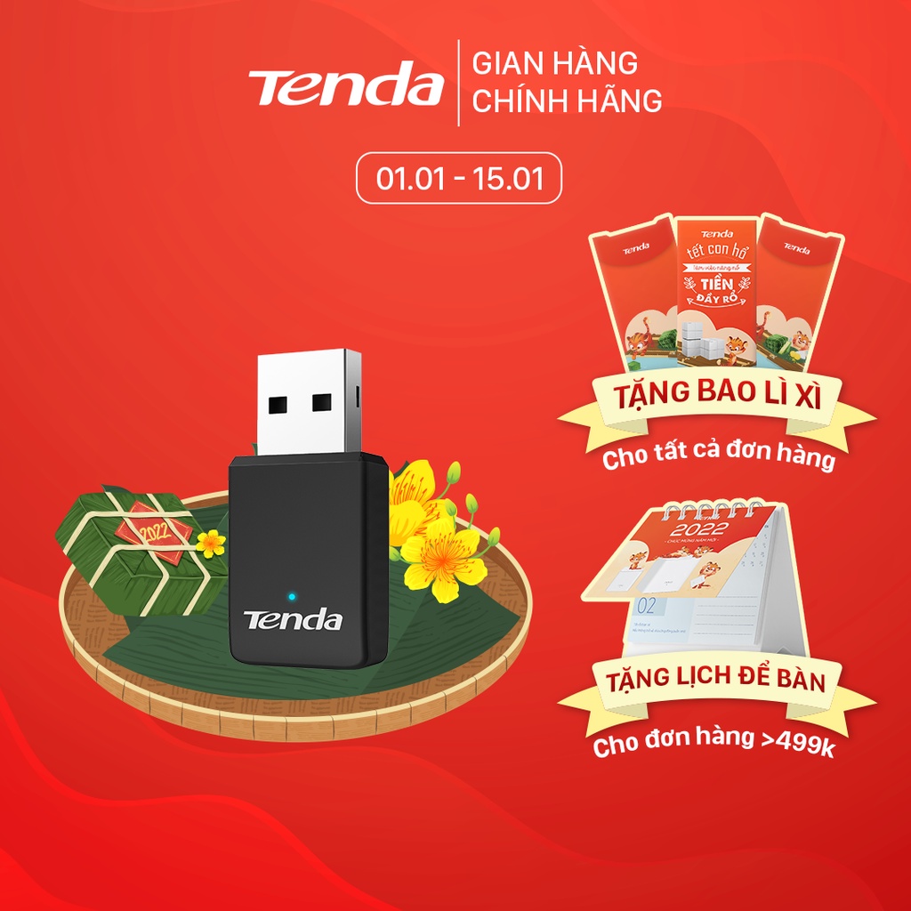 Tenda USB kết nối Wifi U9 chuẩn AC tốc độ 650Mbps - Hãng phân phối chính thức