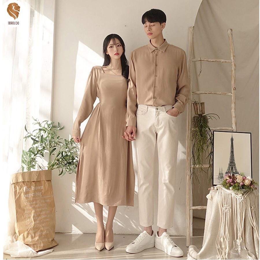 set váy áo sơ mi nam nữ tình nhân