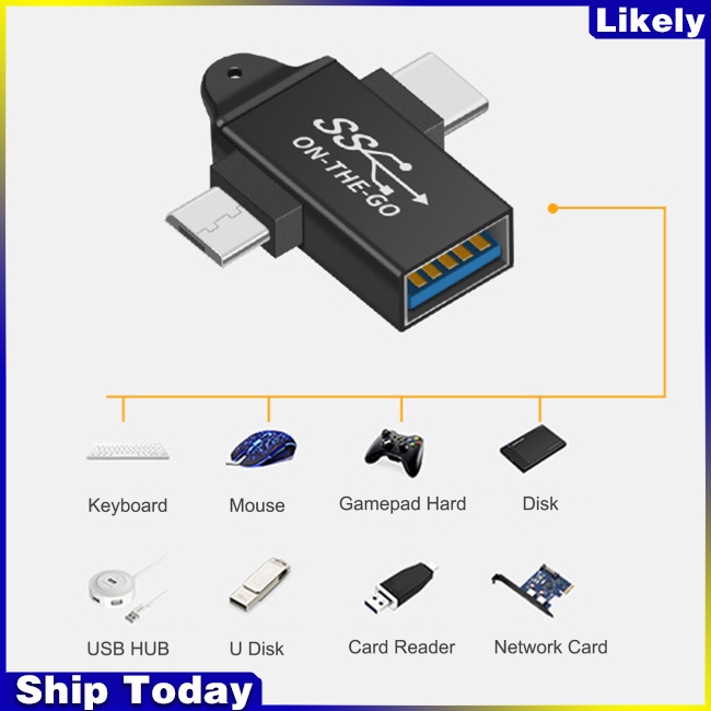 Đầu Chuyển Đổi Otg Type-c / micro Sang Usb 2 Trong 1 Đa Năng Cho Android