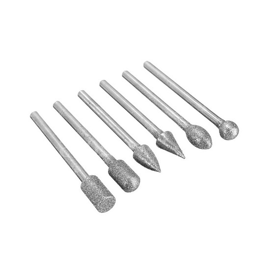 Bộ Phụ Kiện Máy Mài Cầm Tay Gồm 20 Mũi Mài Kim Cương Trục 3mm ∅6mm Tổng Chiều Dài 44mm Chuyên Dụng