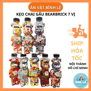 Kẹo chai gấu Bearbrick 7 vị siêu cute đóng đầy chai 500ml Kẹo ăn vặt tuổi thơ