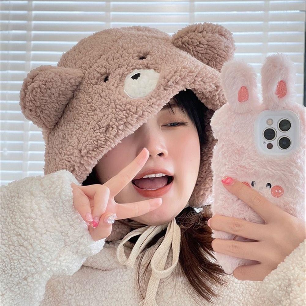 Mũ Beanie Tai Gấu Dễ Thương