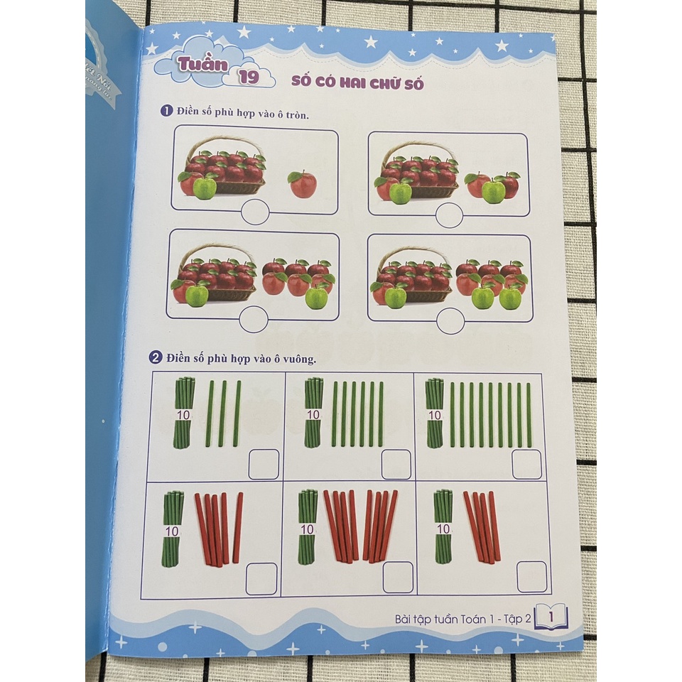 Sách Bài tập tuần Toán 1 tập 2 (Cánh diều và Kết nối - Cùng học để phát triển năng lực)