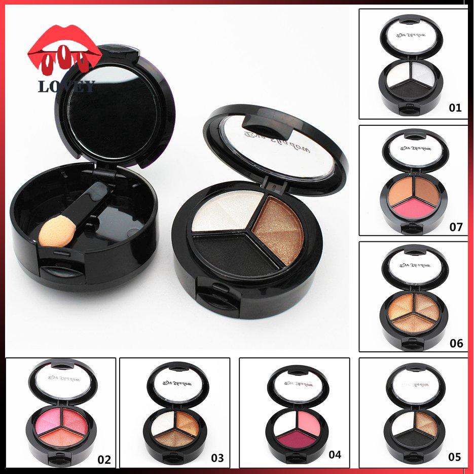 [Hàng mới về] Set bảng phấn mắt 3 màu kèm cọ và gương trang điểm nổi bật trẻ trung dành cho nữ | BigBuy360 - bigbuy360.vn