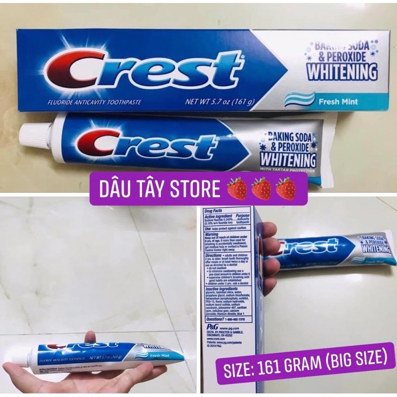 (BIG SIZE) KEM ĐÁNH RĂNG CREST COLGATE BAKING SODA 161g/TUÝP (HÀNG MỸ)