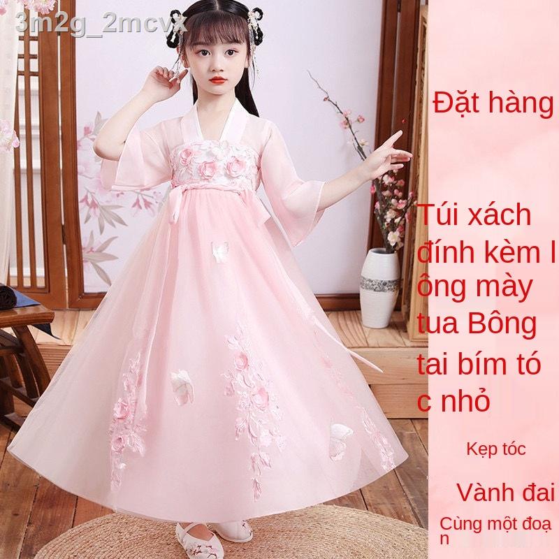 3m2g_2mcvxCô gái Hanfu kiểu Trung Quốc Siêu cổ tích váy mỏng Cô ngắn tay mùa hè dành cho trẻ em