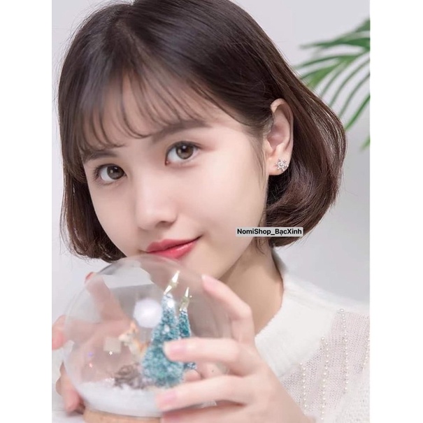 Bông tai Bạc Hoa tuyết đính đá nhỏ xinh, lấp lánh lung linh Mainomi Shop Bạc Xinh