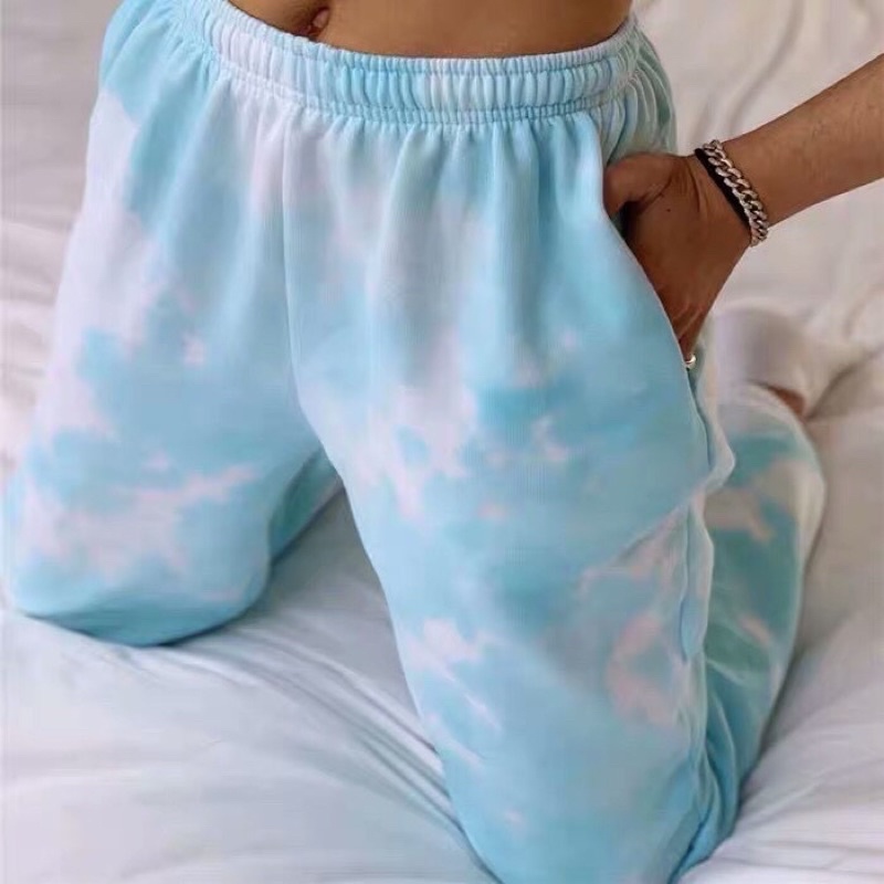 Quần Jogger Loang Dáng Dài Ống Rút Nam Nữ 4 Màu So Hot