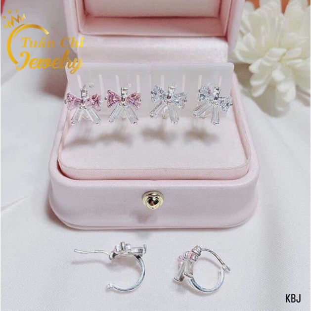 ⚡ẢNH THẬT⚡Bông Tai Nữ- Khuyên Tai Bạc Cao Cấp, Kiểu Dáng Nơ Đá Dễ Thương