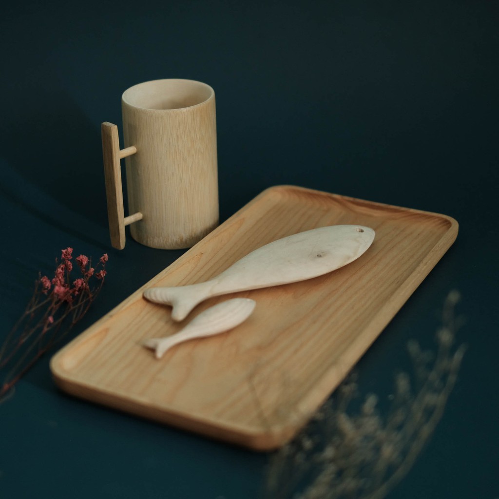 Khay gỗ hình chữ nhật - Khay đựng thức ăn - Rectangular wooden tray