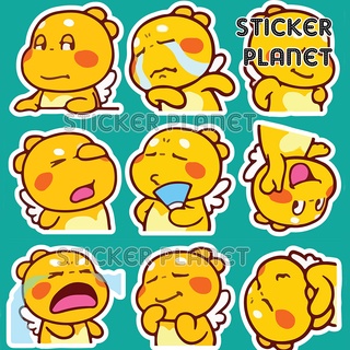 Bộ sticker KHỦNG LONG VÀNG cute chống thấm nước trang trí mũ bảo hiểm, đàn, guitar, ukulele, điện thoại laptop