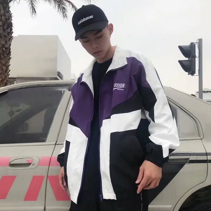 Áo khoác hip hop AOKANG mỏng thêu logo phối khóa kéo thời trang dành cho nam
