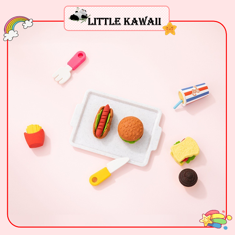 Set 6 cục gôm/ tẩy bút chì chủ đề thức ăn nhanh sáng tạo dễ thương