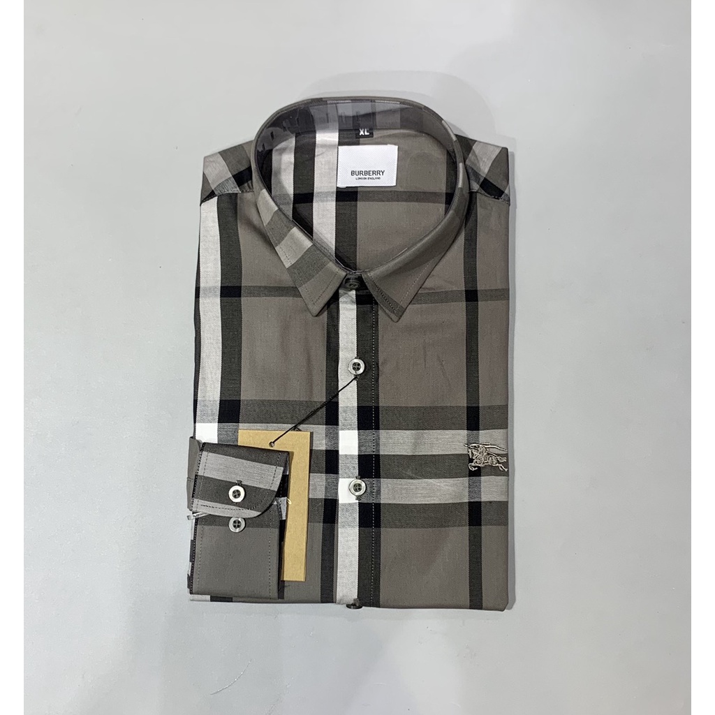 Áo sơ mi kẻ bbr tay dài vải cotton thoáng mát màu đen kẻ nhỏ SMD01