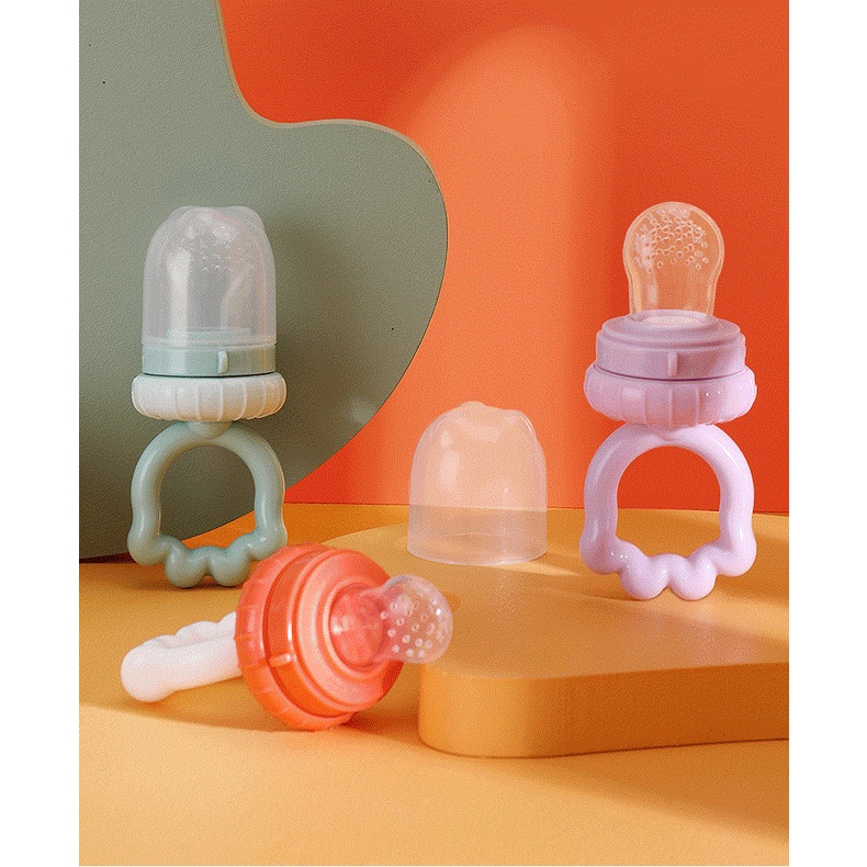 Túi nhai hoa quả chống hóc tay cầm lượn sóng cho bé