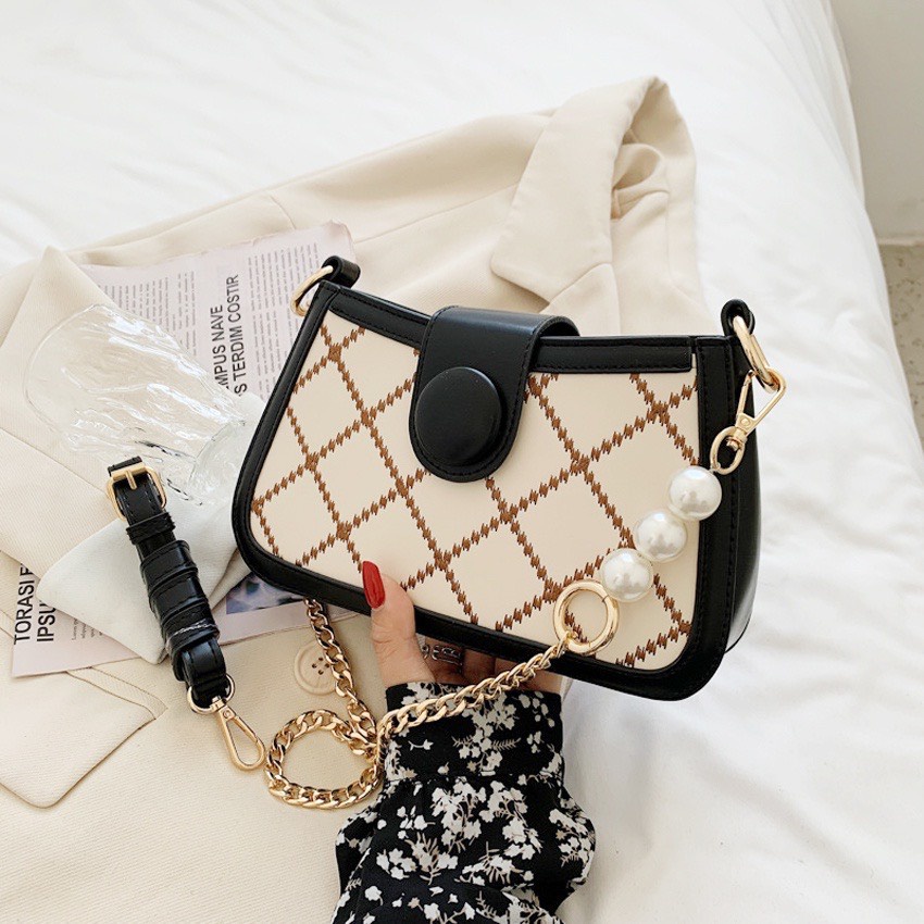Túi xách đeo chéo nữ đẹp đi chơi 2 dây da thêu trần trám Superbag668 419