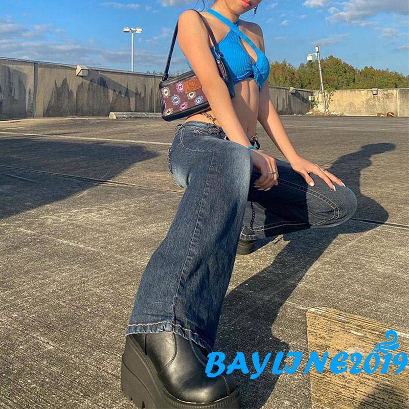 Quần Jeans Dài Ống Rộng Thời Trang Dành Cho Nữ
