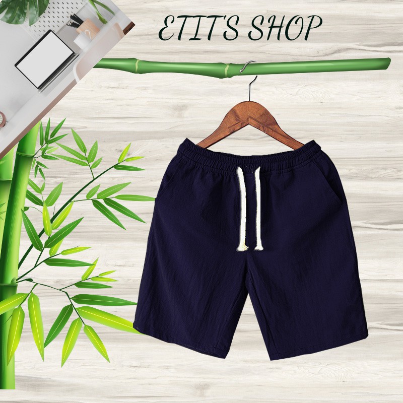 Quần đùi nam,quần short nam chất liệu vải đũi mềm mát, quần short ngắn kiểu dáng thể thao có dây rút - DHT