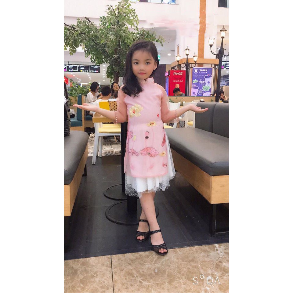 Xả kho Áo dài cách tân thêu hoa sen