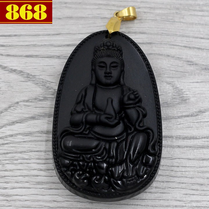 Mặt dây chuyền Quan Âm Bồ Tát 5.7 cm QA6 đen