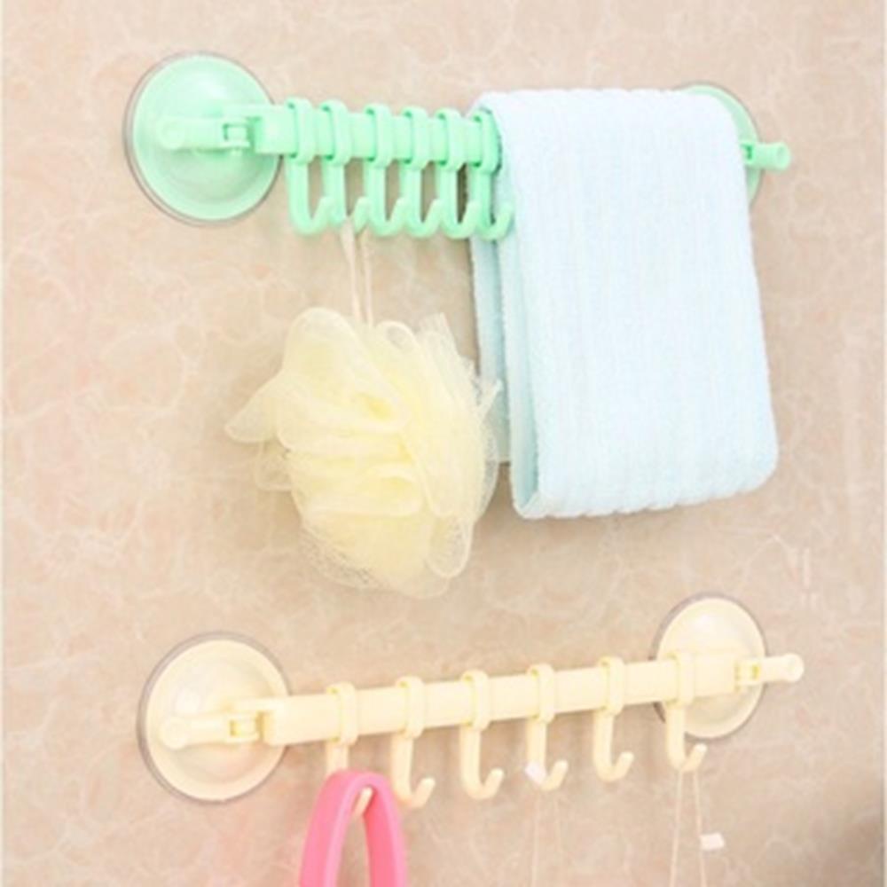 Móc treo đồ hít tường Bếp Nhà tắm (dạng Thanh) 6 móc cỡ 30x7cm KM18014