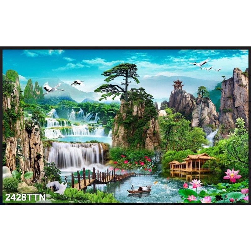 Tranh 3D trang trí hồ cá, bán cạn tiểu cảnh - chủ đề Thuỷ mặc part 2