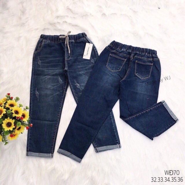 Quần baggy bigsize cạp chun gấp gấu