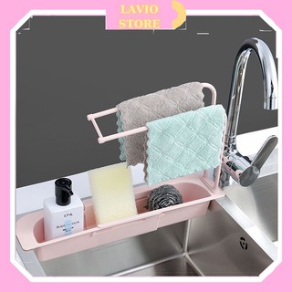 Kệ để đồ rửa chén, giá treo để đồ rửa bát gắn bồn, có móc treo khăn tiện dụng 88204